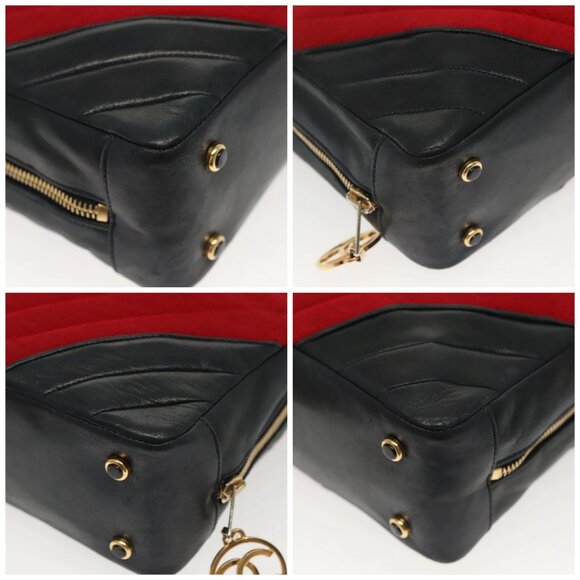 CHANEL V Stitch Shoulder Bag Cotton Red Gold CC Auth 140715 - Picture 16 of 16